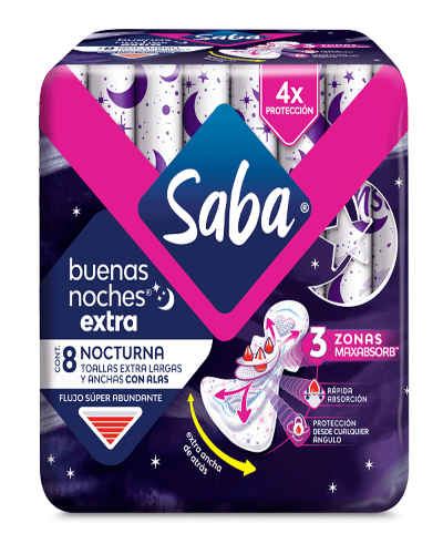 - Saba nocturna extra largas con alas 8 Toallas