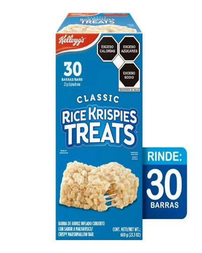 Barras de Arroz Rice Krispies Treats Kellogg's Sabor Malvavisco 30 pzas