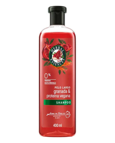 Shampoo Herbal Essences Pelo Largo Granada y proteina vegana 400 ml