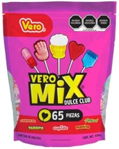 Surtido de Paletas Vero Mix Dulce Club Bolsa con 65 piezas