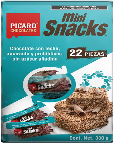 Barras Mini Snacks Amaranto Chocolate Sin Azúcar 330g Picard 22pz