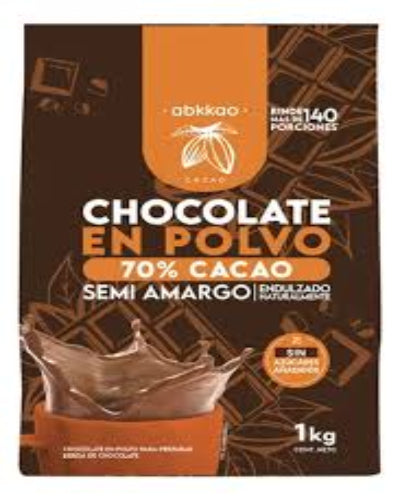 Abkkao Chocolate en polvo 70% semiamargo 1K