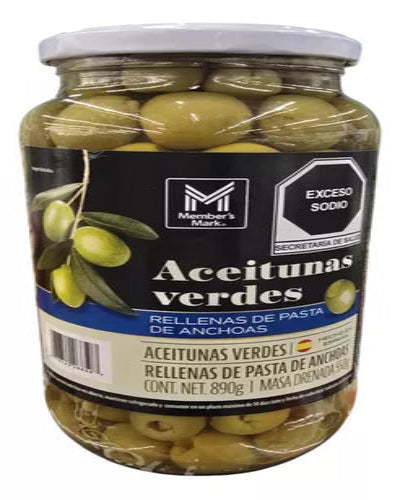 Aceitunas Verdes rellenas de pasta de anchoas 890grs