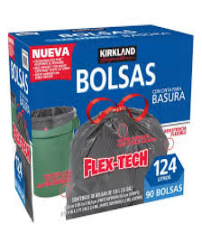 Bolsas BASURA Kirkland 124 LITROS 90 bolsas