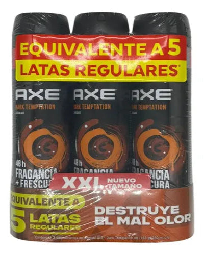 Desodorante en Aerosol Axe Dark Temptation XXL 3 pzas de 250 ml c/u 7506306248427