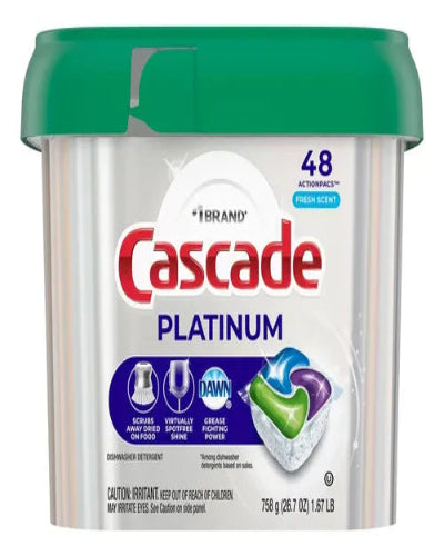 Cascade Platinum Detergente para Lavavajillas 48 pzas