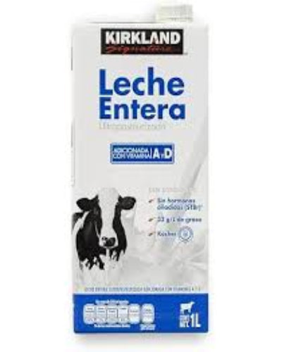 Leche Entera Ultrapasteurizada Kirkland Signature 1L