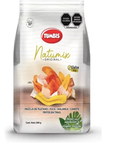 Natumix Tumbis Mezcla de Chips (platano, yuca, malanga, camote) Fritos en Tira