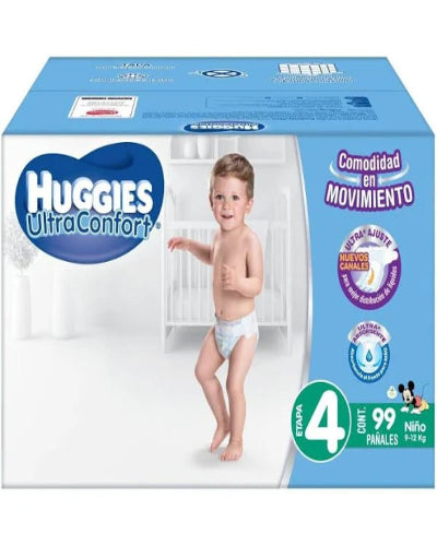 Pañales Etapa 4 Huggies Ultraconfort Niño 99 pzas