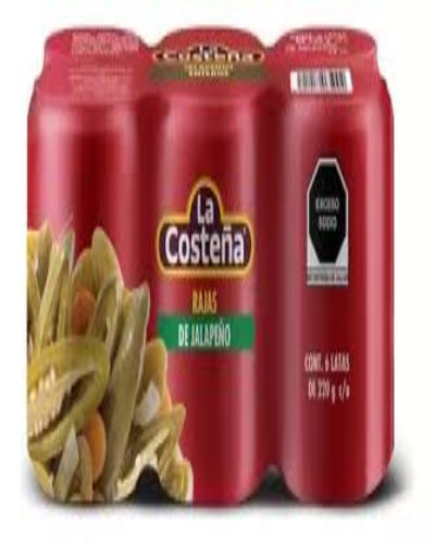 Paq Rajas de Jalapeño la Costeña 6/220grs