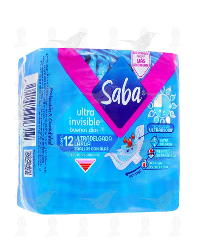 Toallas Femeninas Saba Ultra Invisible 60 pzas