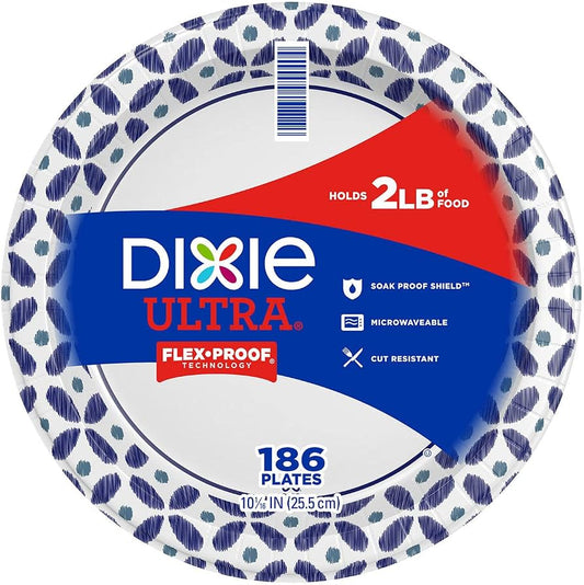 Dixie Ultra Platos de Papel 186 pzas de 25.5 cm